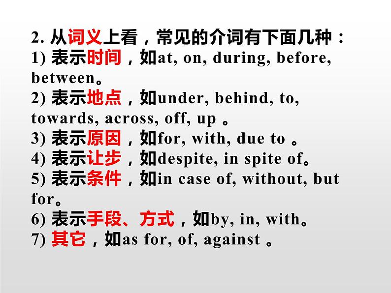 高中英语高考2020届高考英语二轮复习课件：介词和介词短语04