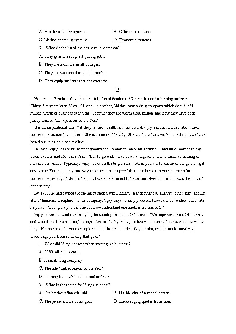 2021-2022学年江西省宜春市铜鼓中学高二（下）第一次月考英语试卷（含答案解析）02