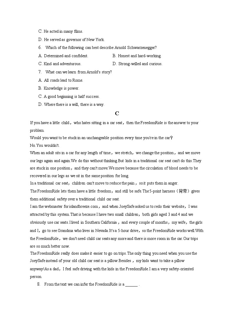 2021-2022学年辽宁省铁岭市某校高二（下）段考英语试卷（5月份）（含答案解析）03