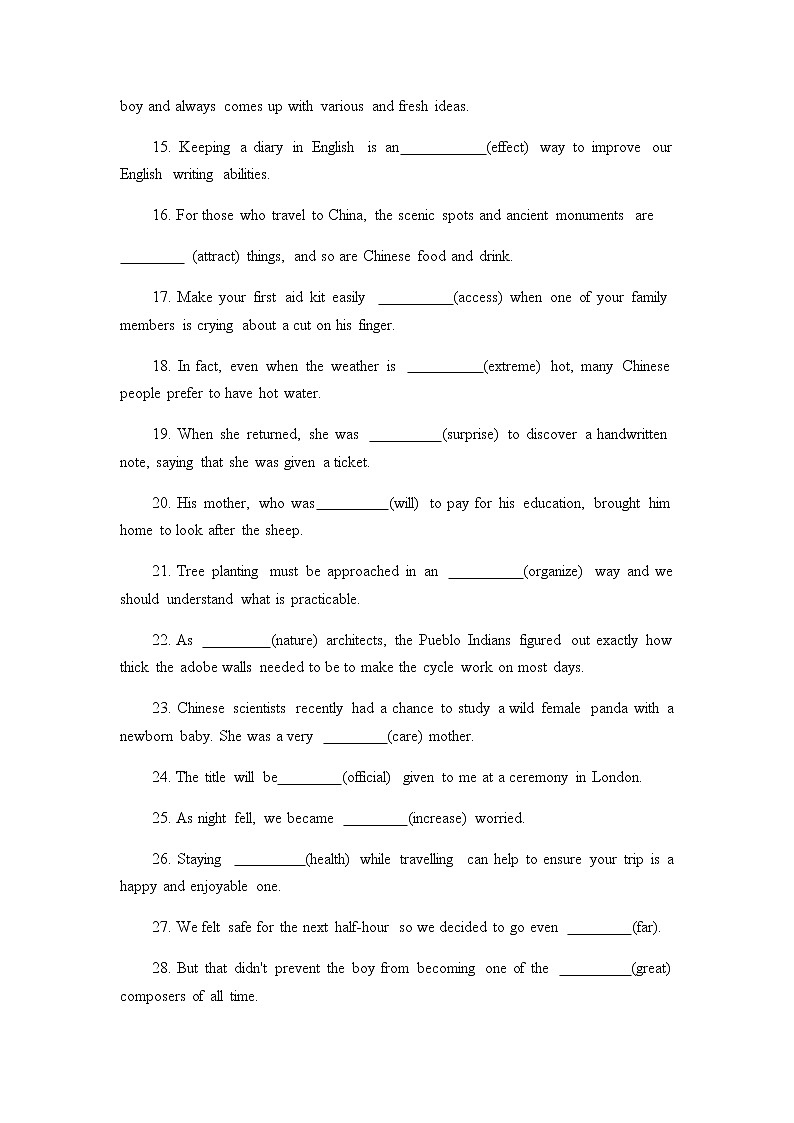 2023届高考英语二轮复习语法专项形容词和副词作业含答案第2页