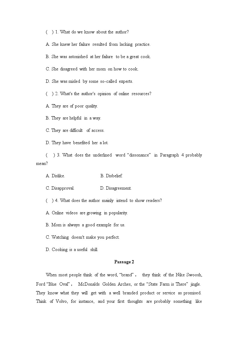 2023届高考英语二轮复习专项完形填空议论文突破训练作业含答案第2页