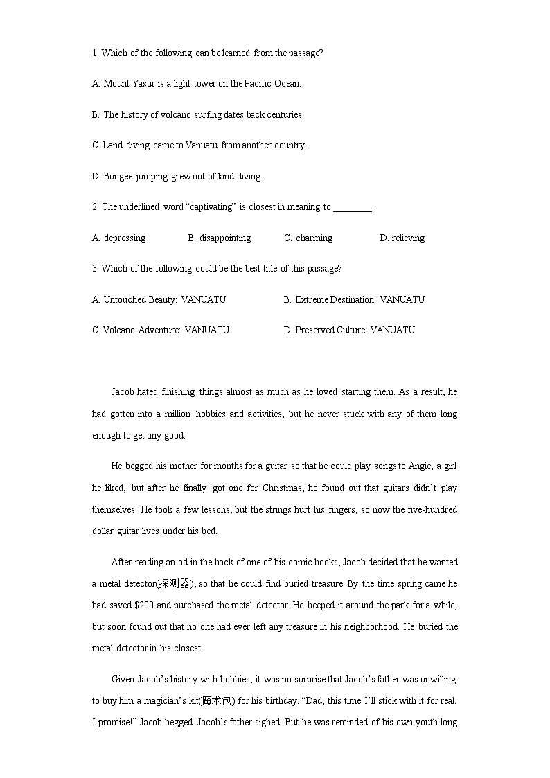 湖北省荆州中学2022-2023学年高二上学期期末英语试题含答案02