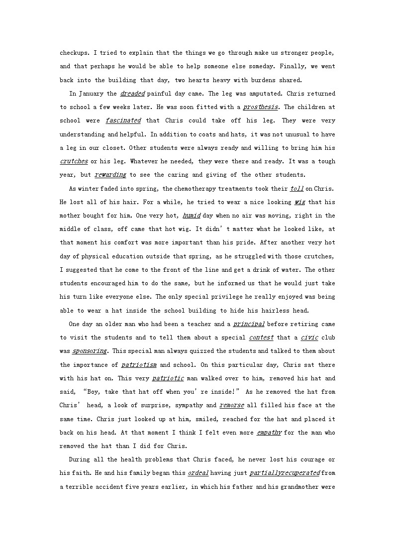 2023届高三英语二轮复习学案名著阅读之心灵鸡汤精选Chris_OneSpecialFifth_Grader第2页