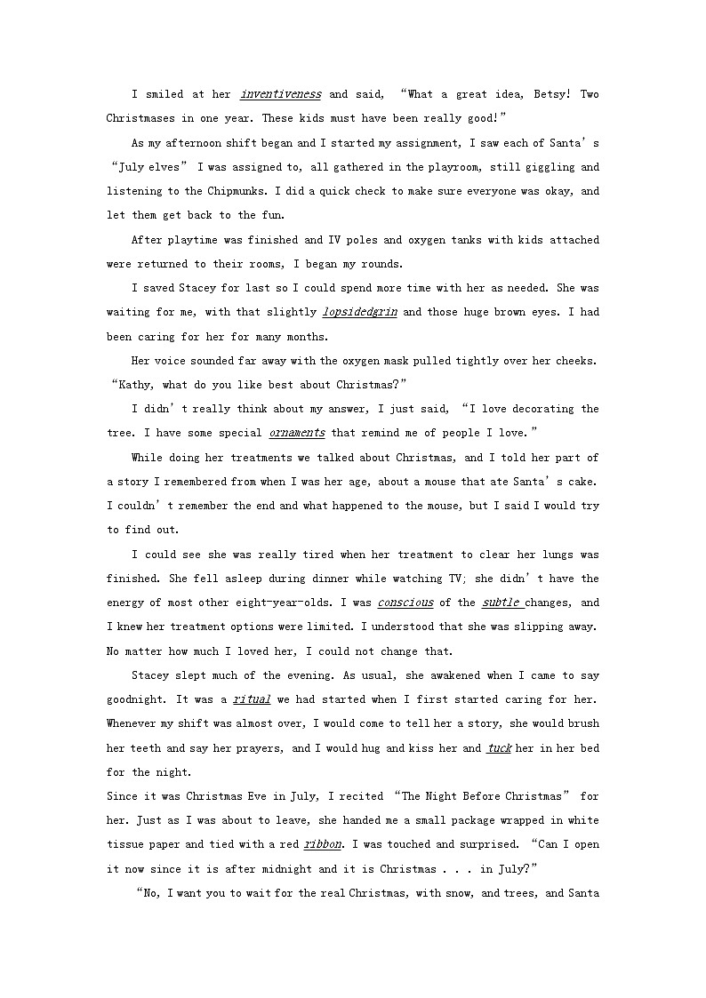 2023届高三英语二轮复习学案名著阅读之心灵鸡汤精选ChristmasinJuly第2页