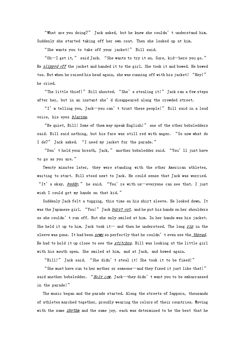 2023届高三英语二轮复习学案名著阅读之心灵鸡汤精选TheBobsledder’sJacket第2页