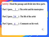 Unit 4  Amazing art Period 5 Developing ideas 课件 -外研版高中英语必修第三册
