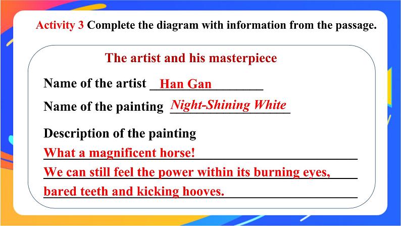 Unit 4  Amazing art Period 5 Developing ideas 课件 -外研版高中英语必修第三册第5页