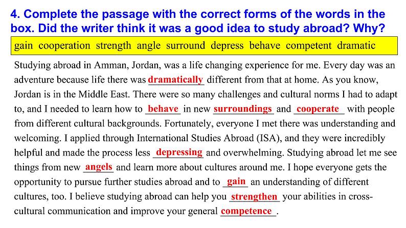 Unit 2 Bridging Cultures Period 6  Workbook 课件 2022-2023学年人教版(2019) 高中英语选择性必修第二册第6页