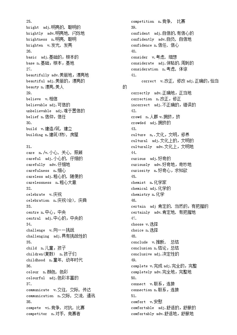 高中英语高考高频词性转换词汇总（共100组）第2页