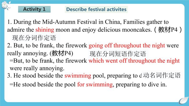 Unit 1 Festivals and Celebrations Discovering Useful Structures 课件04