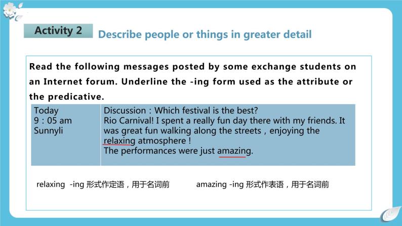 Unit 1 Festivals and Celebrations Discovering Useful Structures 课件05