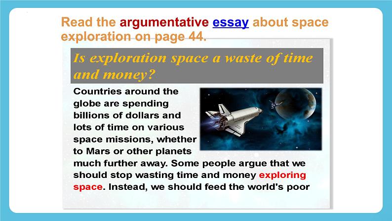 Unit 4 Space Exploration Reading and Writing 课件02