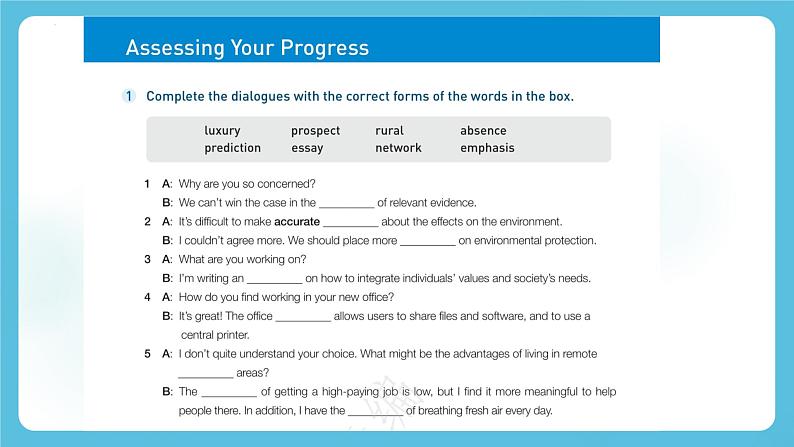 Unit 2 Looking into the future Assessing Your Progress 课件02