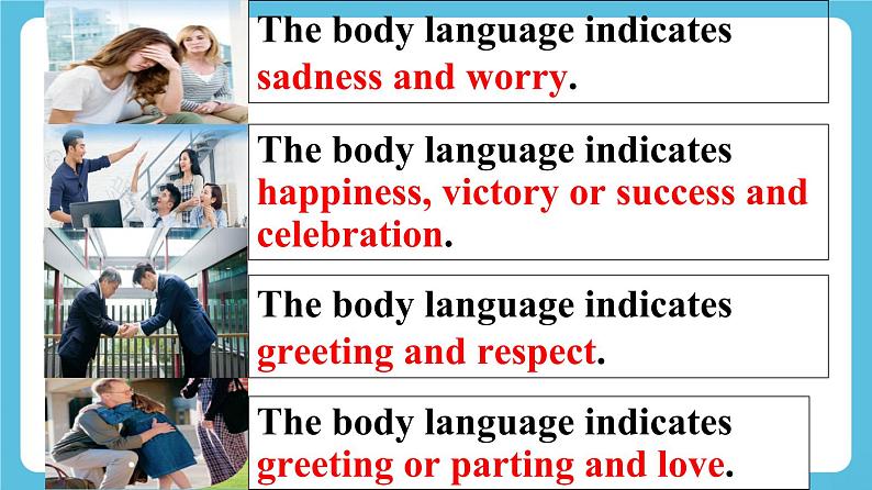 Unit 4 Body language Reading and Thinking课件05