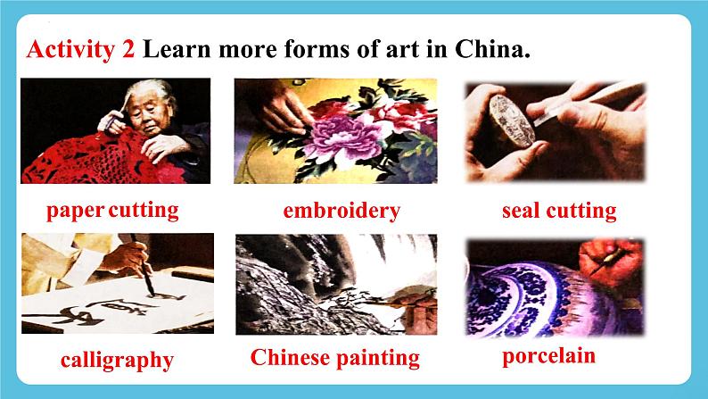 Unit 4  Amazing art Starting out&vocabulary&Listening 课件06