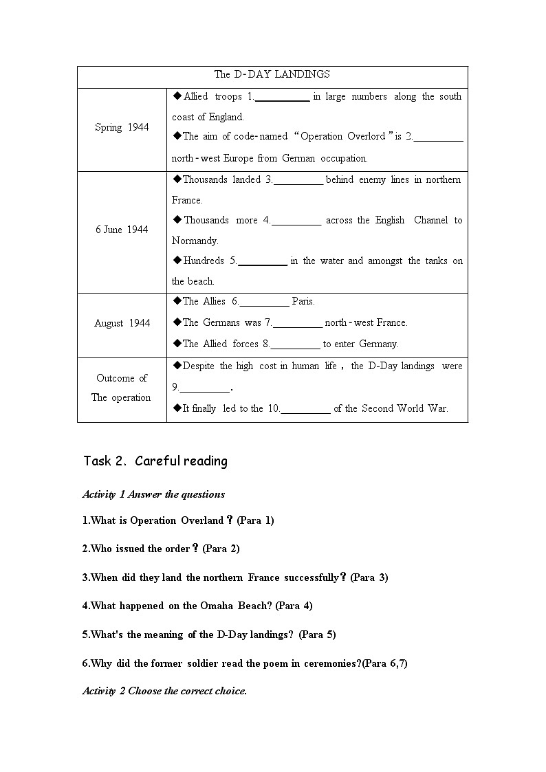 Unit 3 War and Peace Starting out 课件＋（3课时）学案03