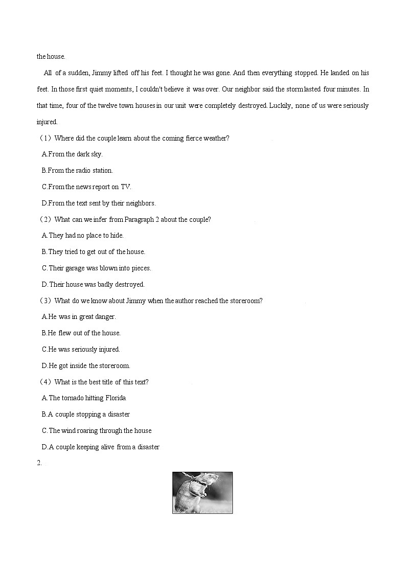 Unit 4 Natural disasters 第1课时 Reading and Thinking 练习第3页