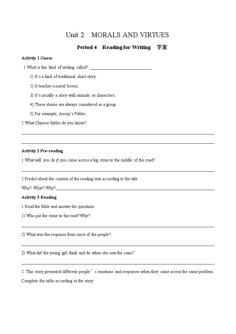 U2 Period 4 Reading for Writing 课件+教案+学案+练习01