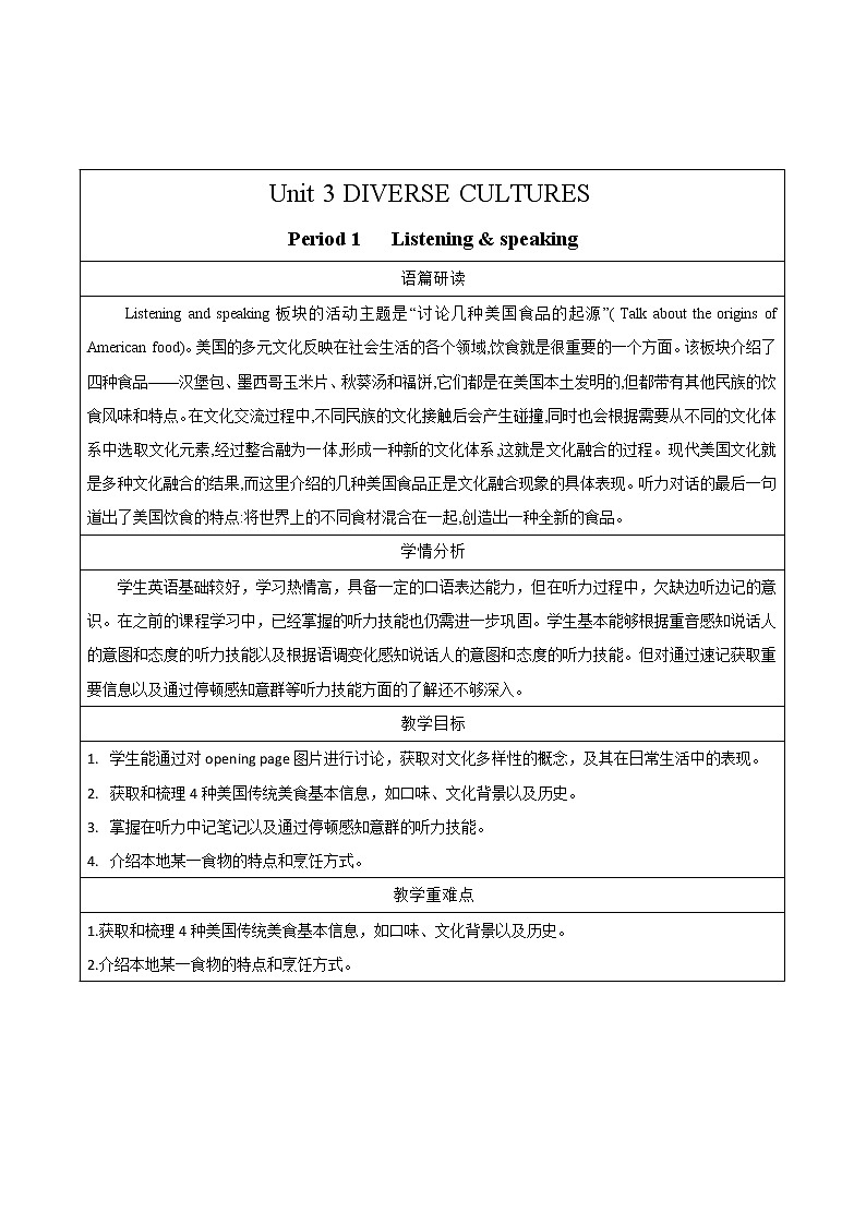 U3 Period 1 Listening and Speaking 课件+教案+学案+练习+素材01