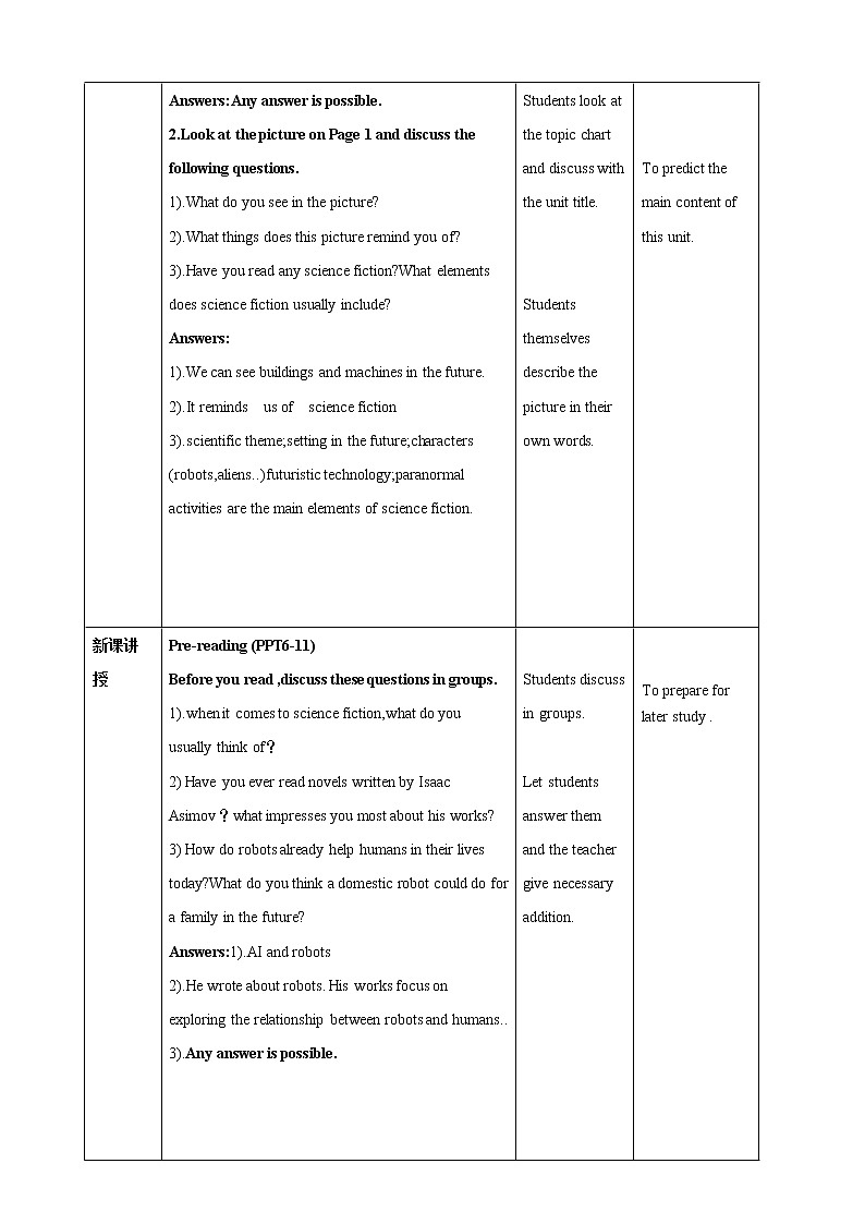 Unit 1 Science Fiction Period 1 Reading and Thinking 课件+教案＋素材02