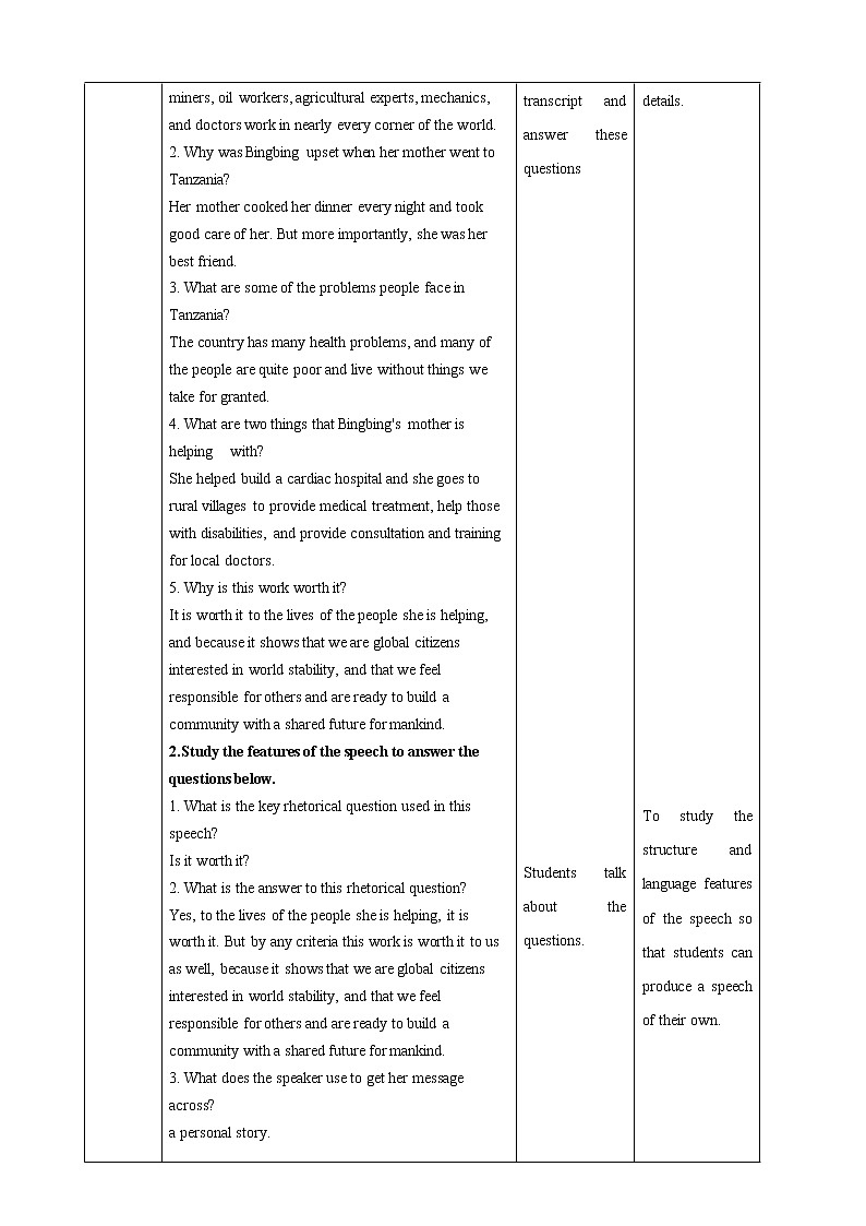 Unit 4 Sharing period 5 Using langusge 教案第3页
