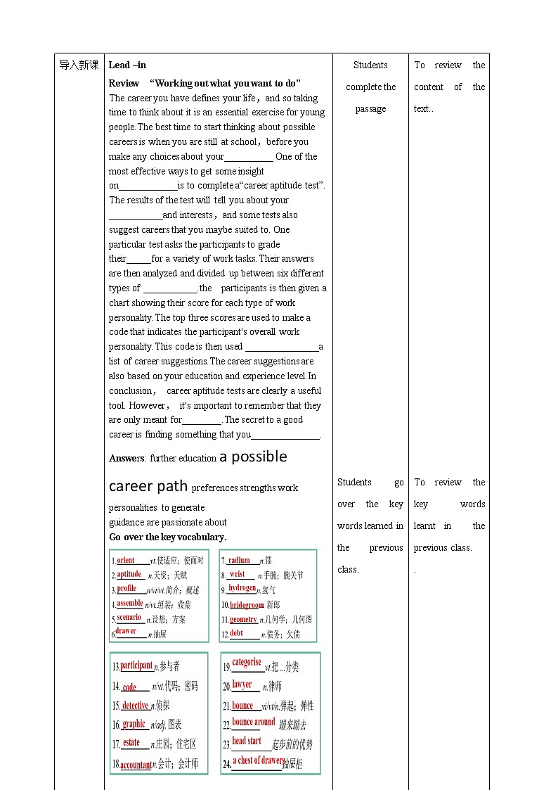 Unit 5 Launching Your Career period 2 build up your vocabulary 课件＋教案＋素材02