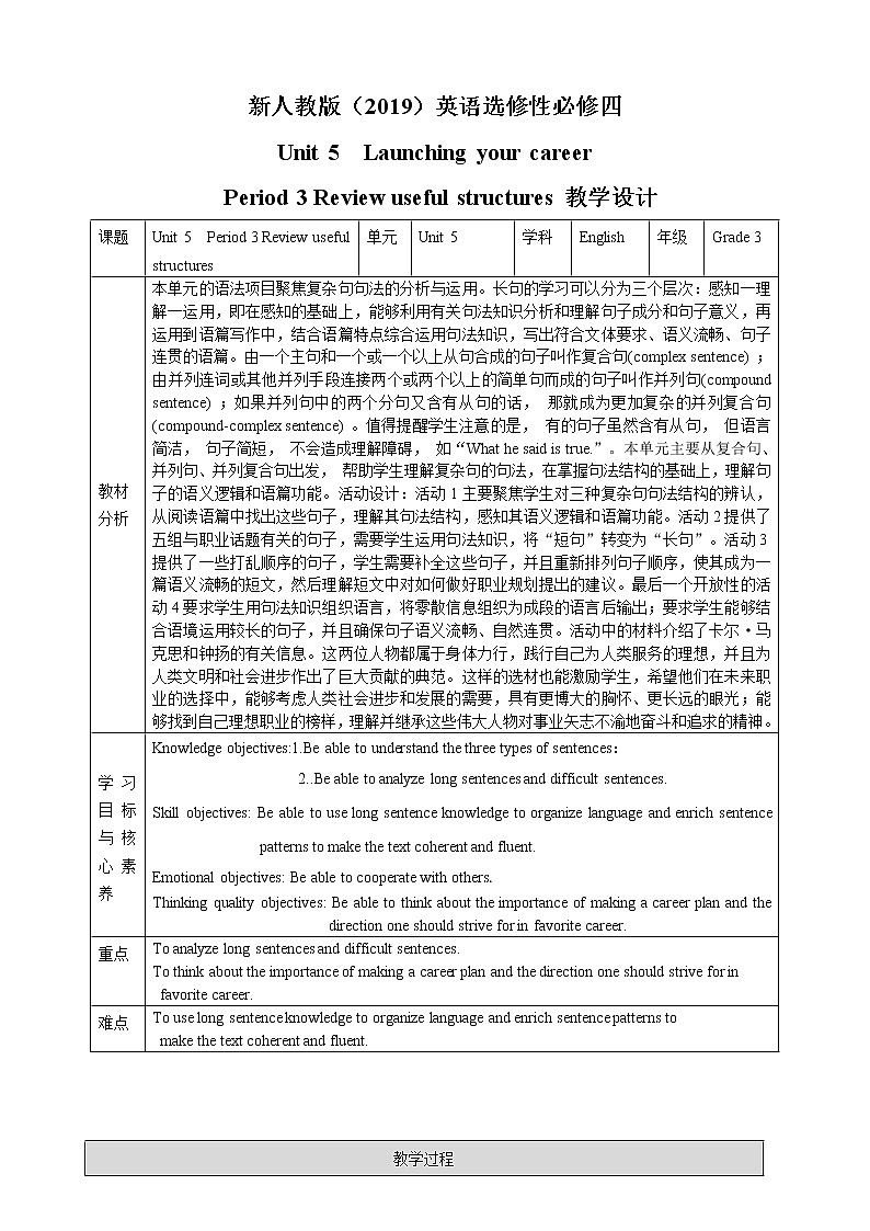 unit 5 Launching your career Period 3 Review useful structures第1页