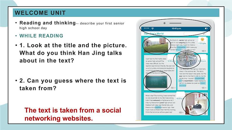 Welcome unit 第二课时 Reading & thinking 课件03