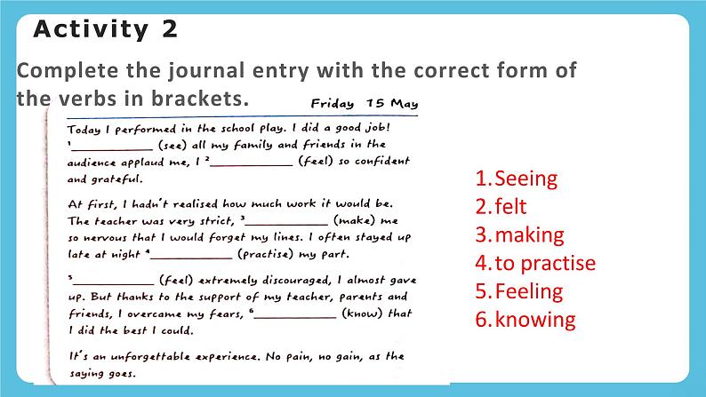 Unit 4 Stage and screen Period 2 Using Language 课件+练习（原卷＋解析）07