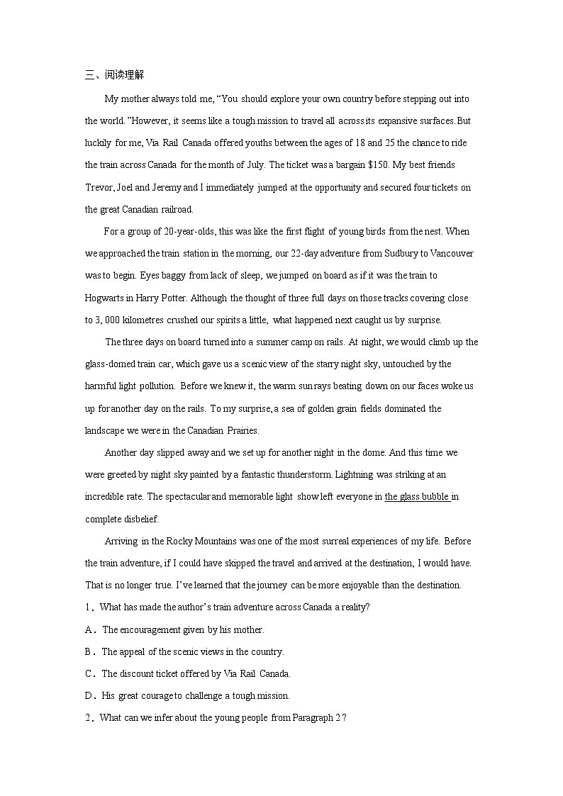 Unit 5 On the road Period 3 Developing ideas，Presenting ideas & Reflection 课件+练习（原卷＋解析）02