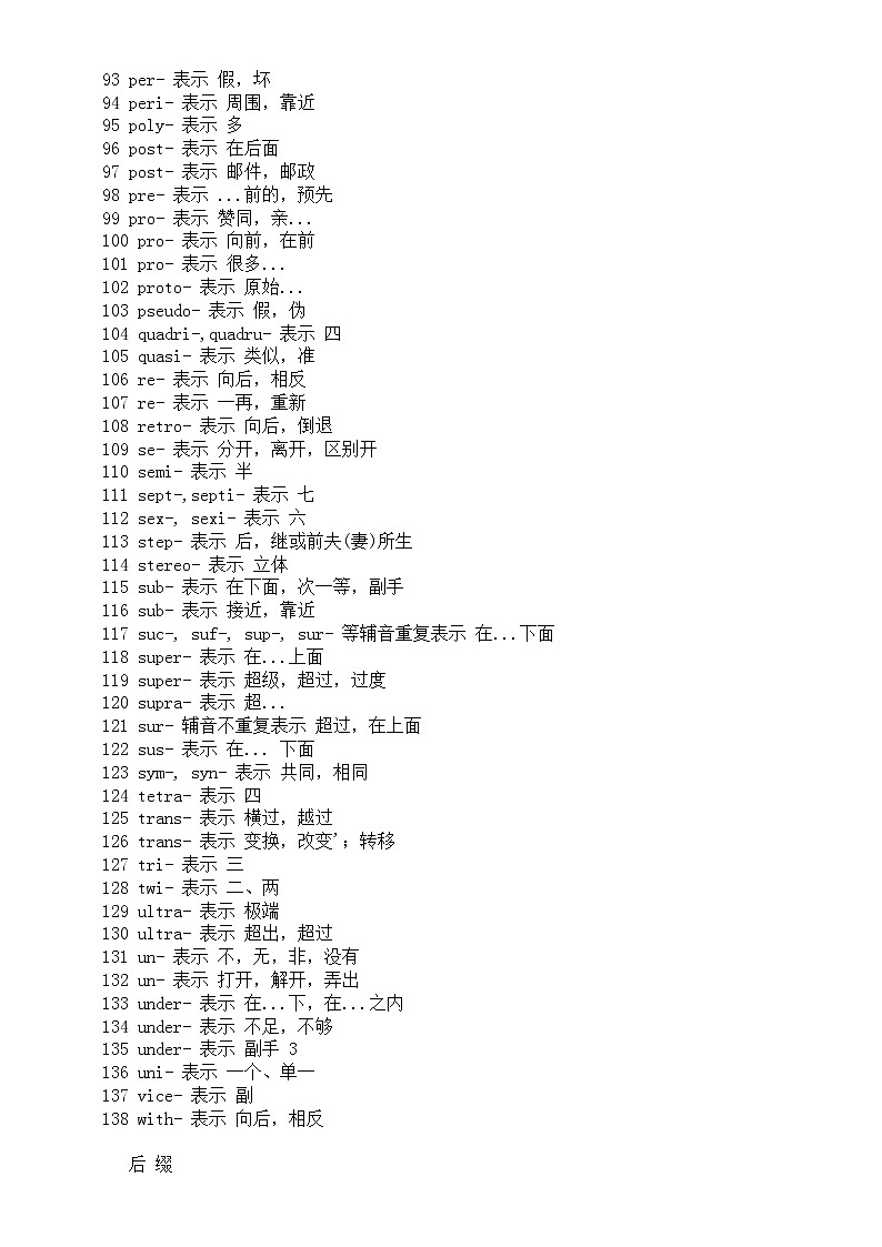 高中英语高考单词常用前后缀汇总（共328个）第3页