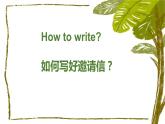 Unit 4 Meeting the muse Developing ideashow to write如何写邀请信作文课件-2022-2023学年高二英语外研版(2019)选择性必修第一册