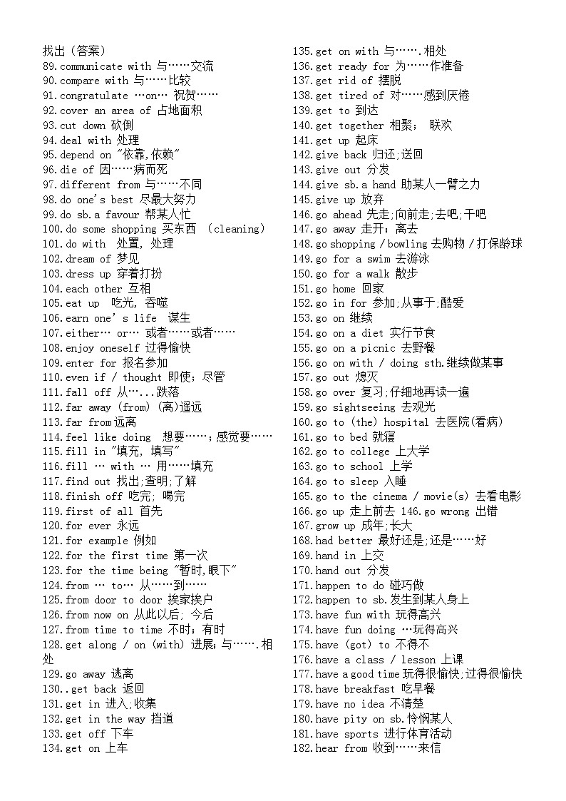 高中英语高考常用短语分类整理（共400句）第2页