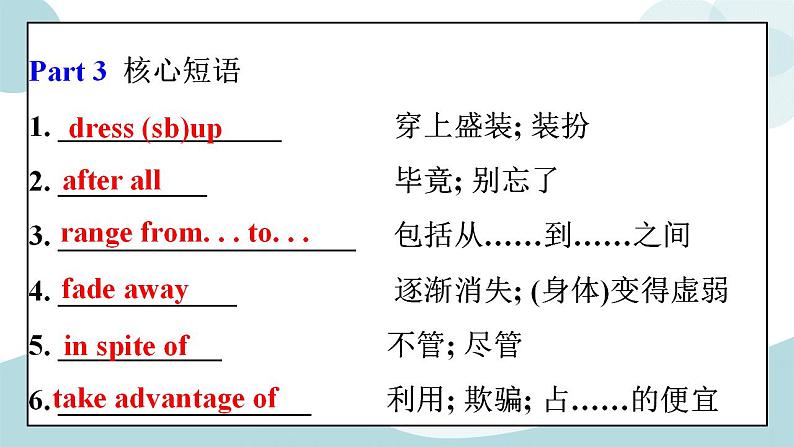 1.6 unit 1 单元单词词组语言点复习课件08