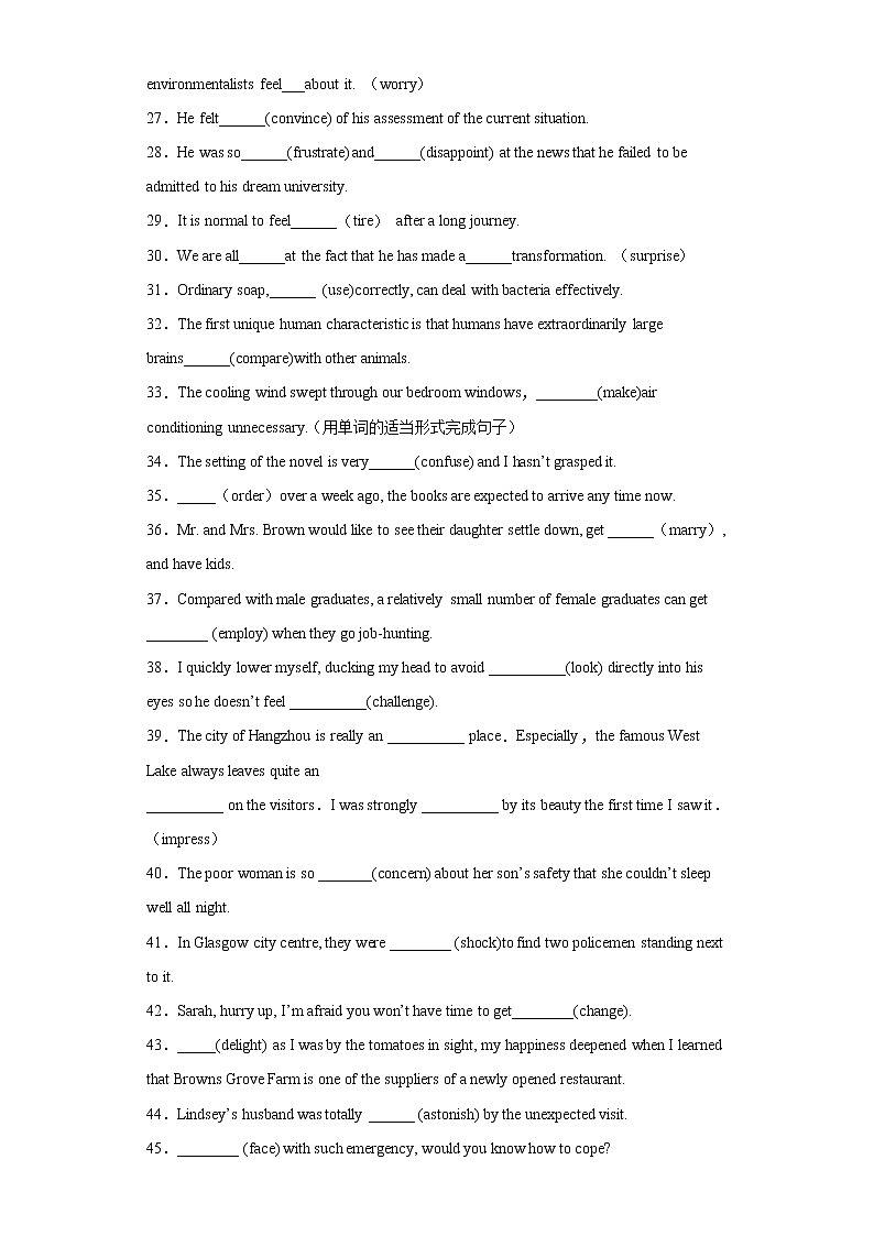 4.3 Learning about language grammar语法过去分词做表语和状语练习03