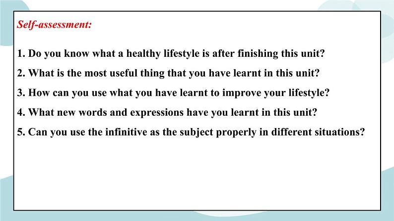 Unit 2 Healthy Lifestyle Assessing Your Progress 课件＋练习（原卷＋解析卷）03