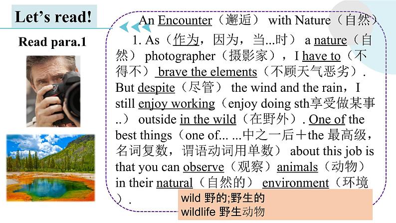 Unit 5 Into the Wild Developing ideas reading 课件-2022-2023学年高中英语外研版（2019）必修第一册第5页