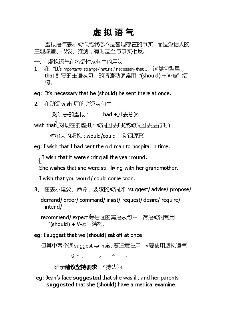 高中英语高考高中英语第一轮复习：虚拟语气第1页