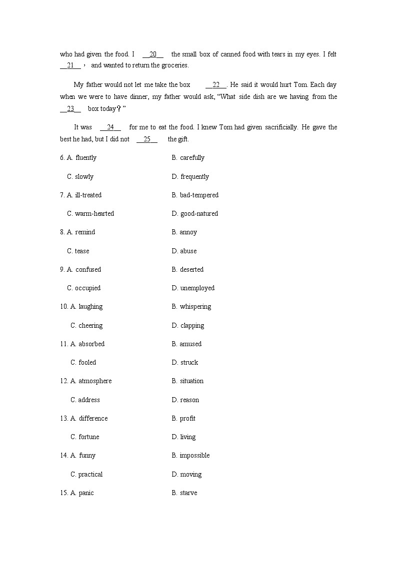 高中英语高考必修一  Unit 3  Travel journal 2021届高考英语一轮复习能力提升题第3页