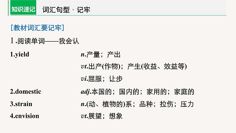 高中英语高考第1部分 教材知识解读 选择性必修第1册　Unit 5  Working the Land课件PPT第4页