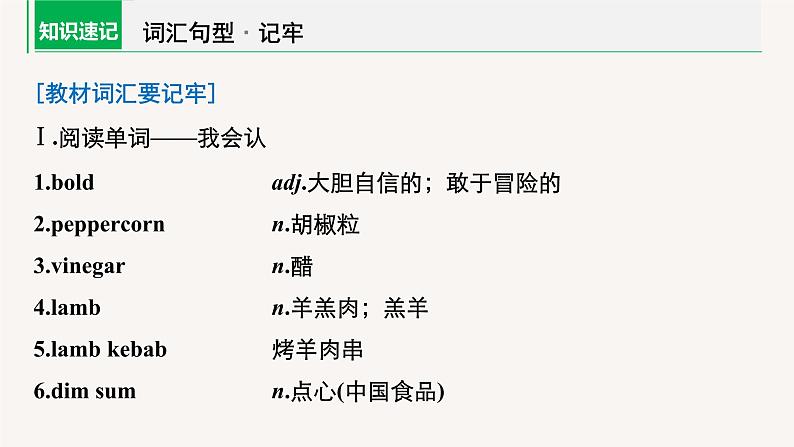 高中英语高考第1部分 教材知识解读 选择性必修第2册　Unit 3  Food and Culture课件PPT第4页