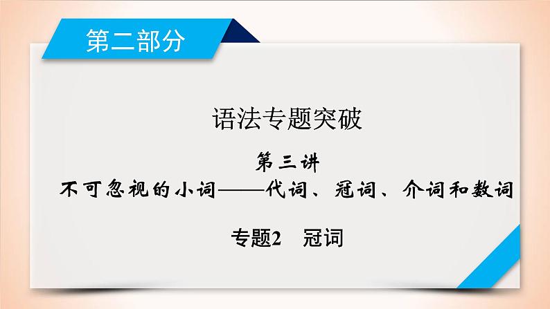 高中英语高考第2部分 第3讲 专题2冠词 2021届人教版英语高考一轮复习同步课件第1页