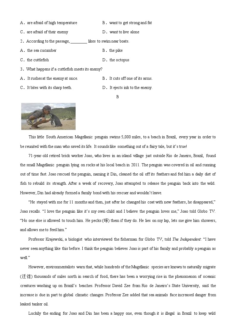 Unit 1 Nature in the Balance单元综合检测-高一英语必修第三册单元重难点易错题精练（译林）02