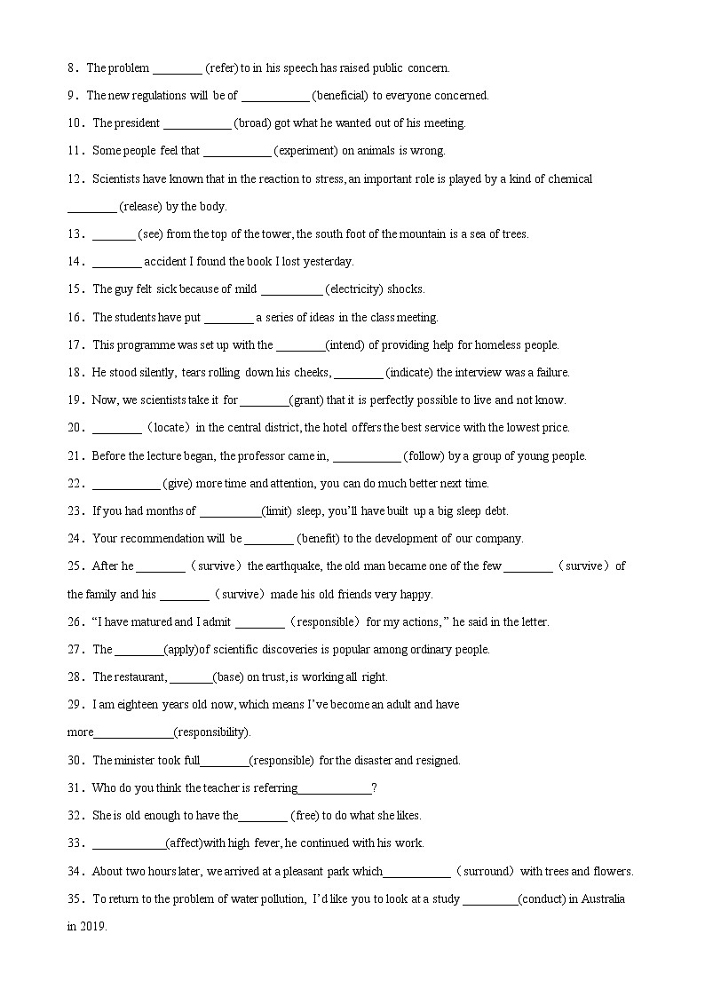 Unit 4 重点单词变形，词组，短语，句型练习-高一英语必修第三册单元重难点易错题精练（译林）第2页