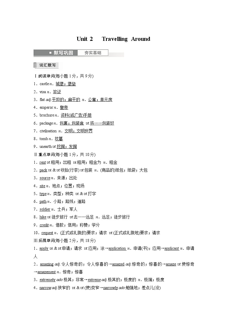 高中英语高考必修第一册 Unit 2   Travelling Around第1页