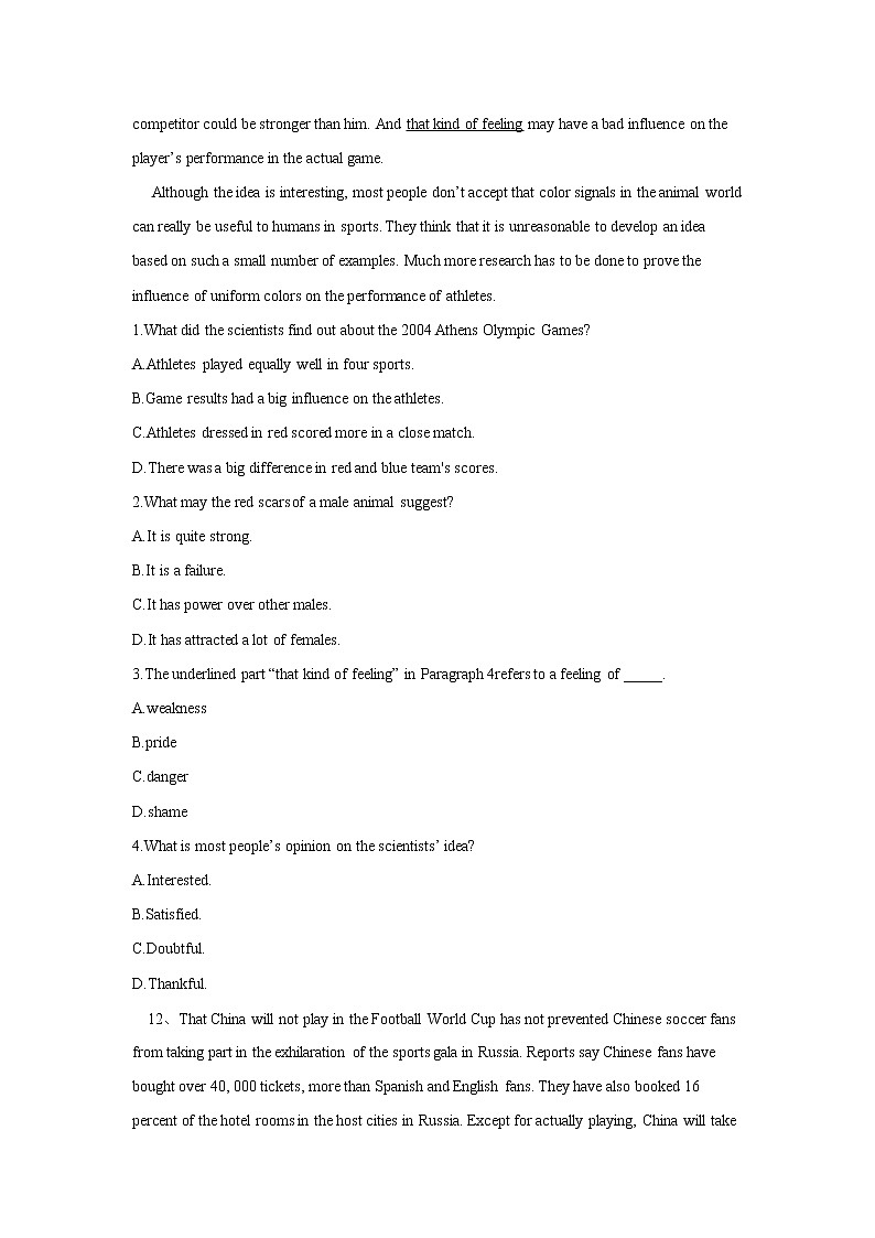高中英语高考Unit 3 Sports and fitness Writing 作业02