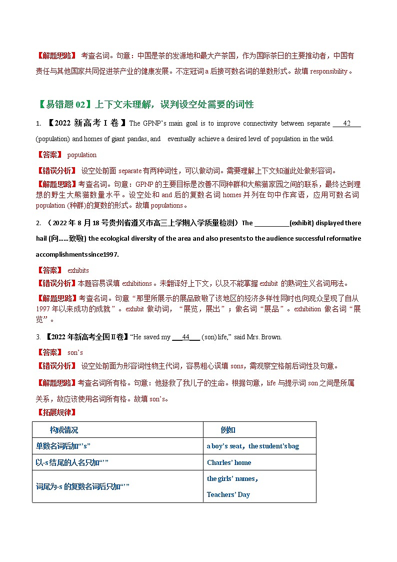 01  冠词 ——【冲刺2023】高考英语考试易错题（新高考专用）（原卷版+解析版）02