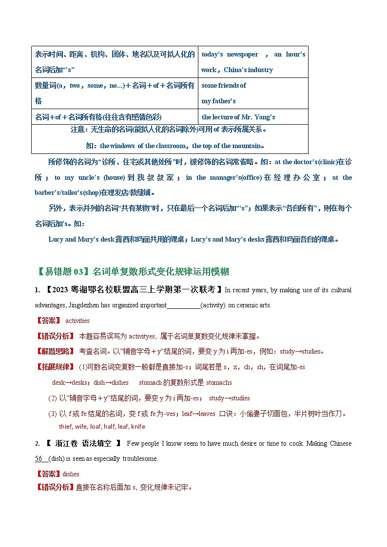 01  冠词 ——【冲刺2023】高考英语考试易错题（新高考专用）（原卷版+解析版）03