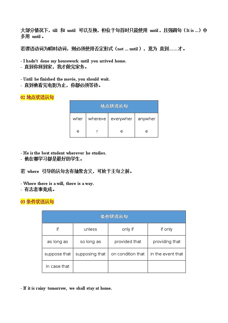 专题05 状语从句（解析版）——【备考2023】高考英语必背知识点梳理+思维导图（全国通用版）第3页