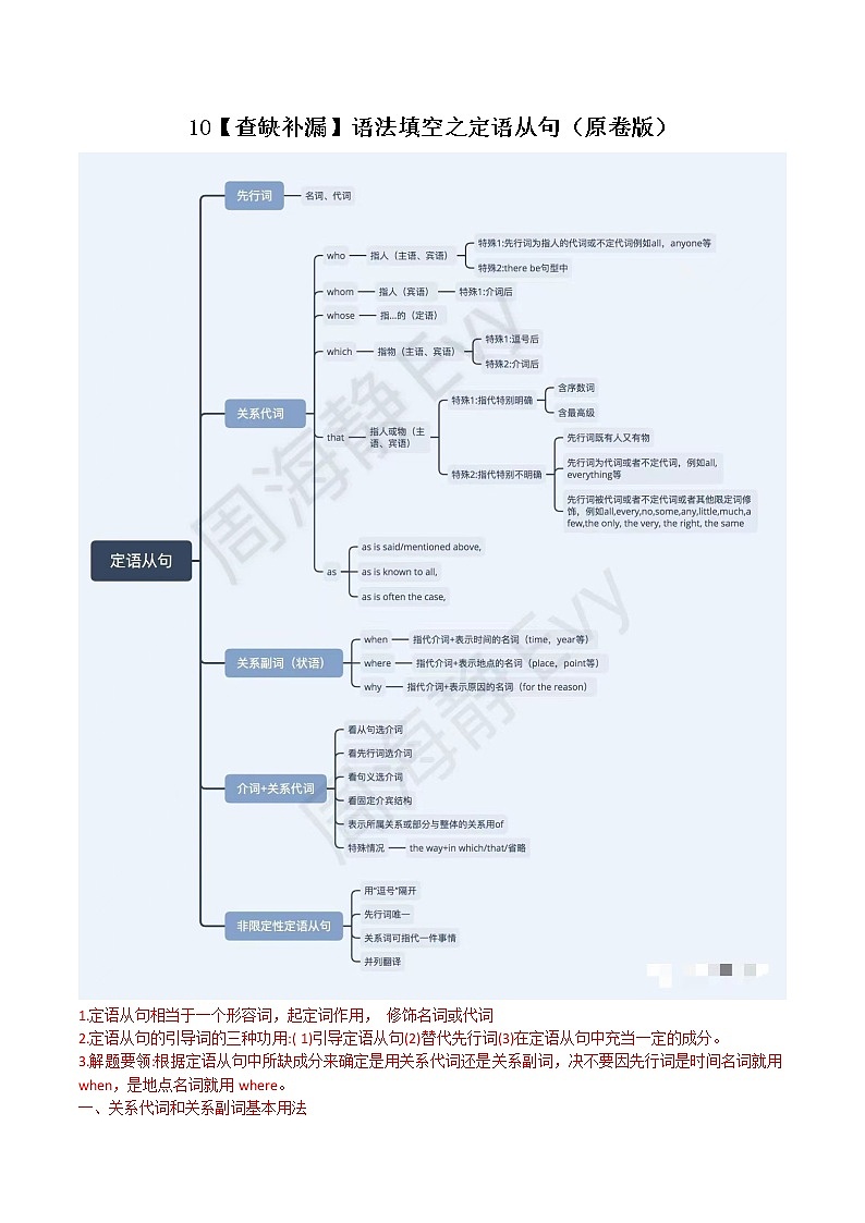 10语法填空之定语从句（原卷版）-高考英语三轮冲刺闯关（新高考专用）第1页